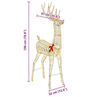 HKM-651667 Warm White 3D Reindeer Decorative Sculpture - 180 cm PET Indoor Holiday Décor
