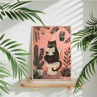 HKM-651795 Funny Black Cat Reading Canvas Art - Decorative Painting for Home Decor