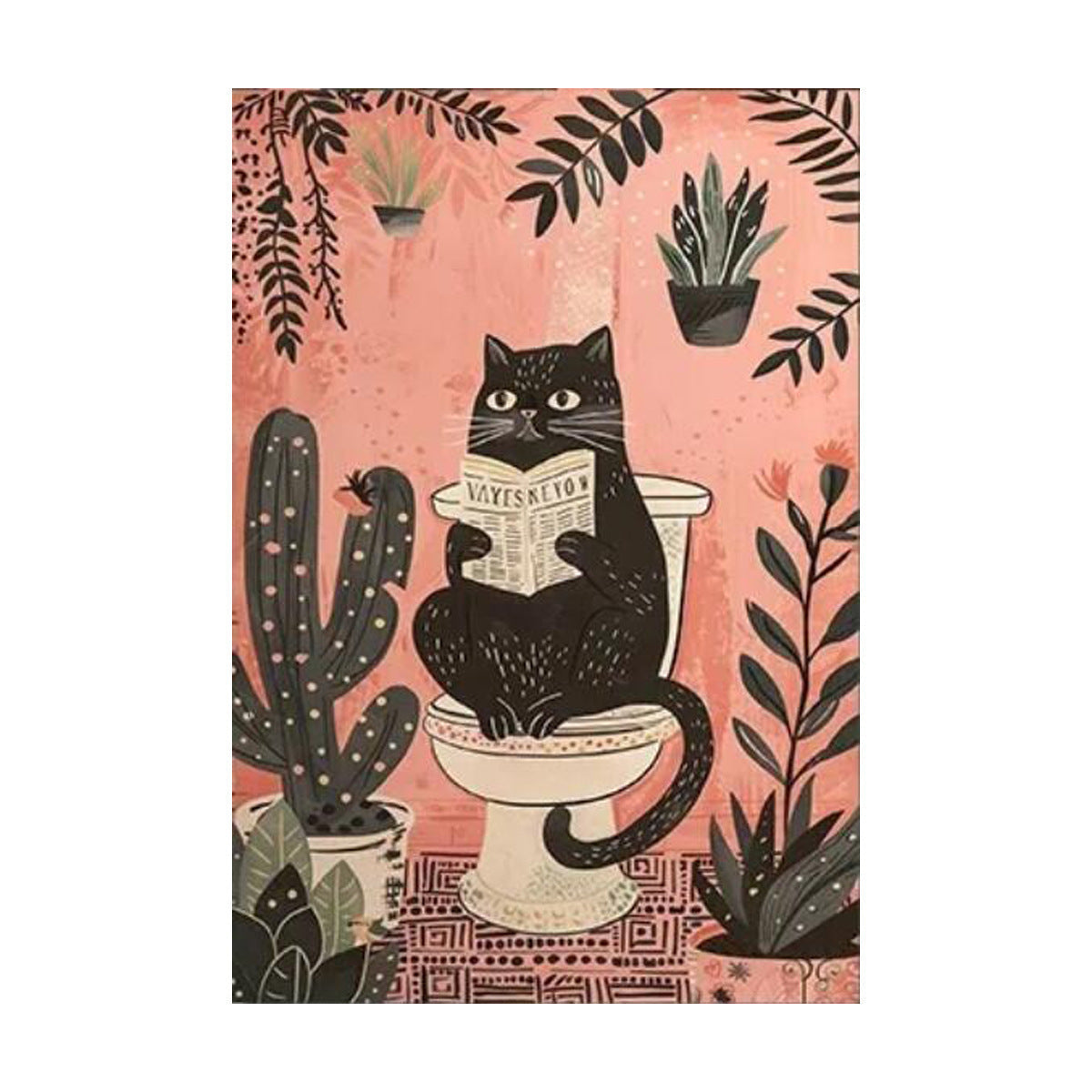 HKM-651795 Funny Black Cat Reading Canvas Art - Decorative Painting for Home Decor