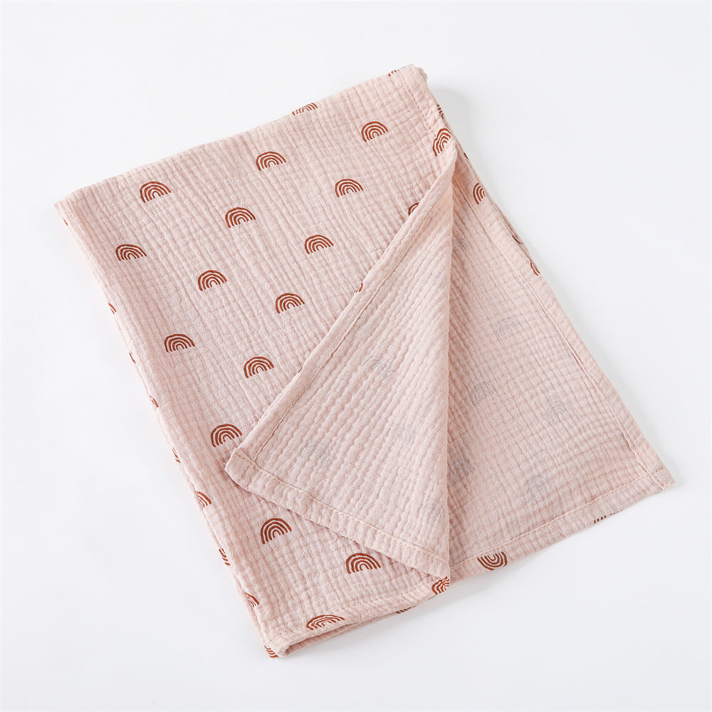 HKM-651859 Pure Cotton Gauze Baby Blanket with Animal and Floral Patterns - 85x65cm for Year-Round Comfort