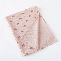 HKM-651859 Pure Cotton Gauze Baby Blanket with Animal and Floral Patterns - 85x65cm for Year-Round Comfort