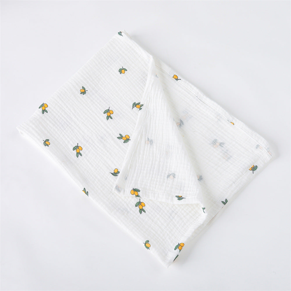 HKM-651859 Pure Cotton Gauze Baby Blanket with Animal and Floral Patterns - 85x65cm for Year-Round Comfort