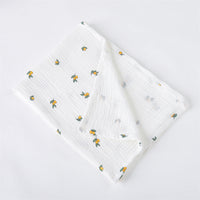 HKM-651859 Pure Cotton Gauze Baby Blanket with Animal and Floral Patterns - 85x65cm for Year-Round Comfort