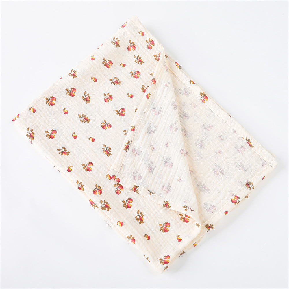 HKM-651859 Pure Cotton Gauze Baby Blanket with Animal and Floral Patterns - 85x65cm for Year-Round Comfort