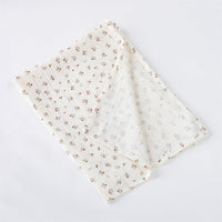 HKM-651859 Pure Cotton Gauze Baby Blanket with Animal and Floral Patterns - 85x65cm for Year-Round Comfort