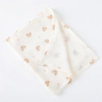 HKM-651859 Pure Cotton Gauze Baby Blanket with Animal and Floral Patterns - 85x65cm for Year-Round Comfort