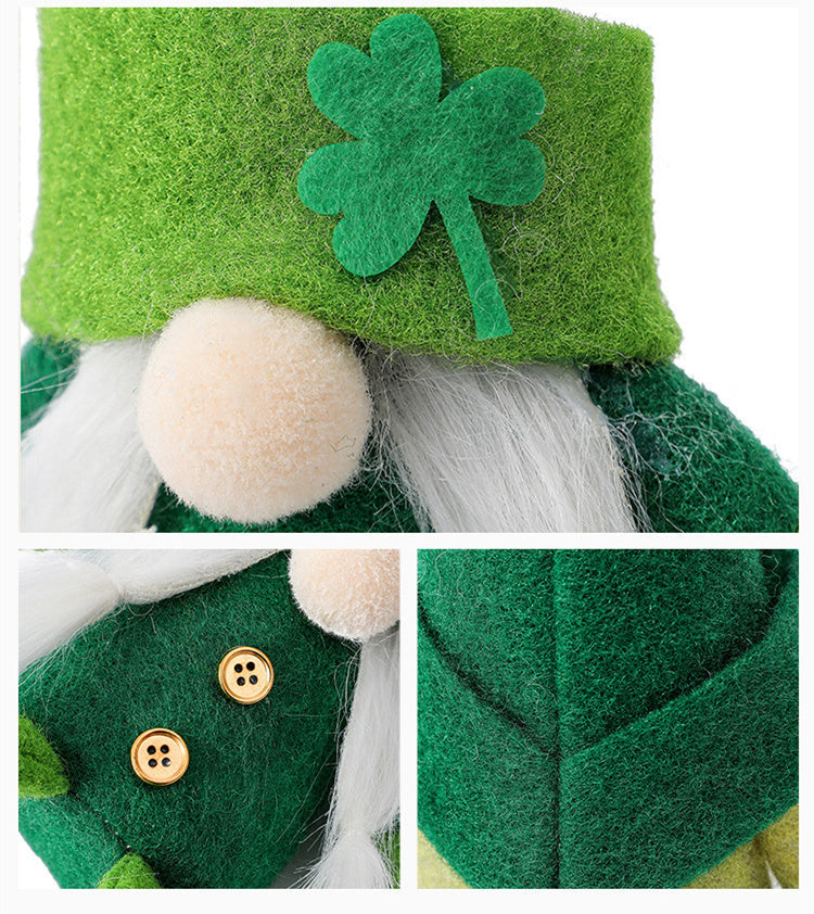 HKM-651987 Clover Pointed Hat Doll - No Face Old Man Decoration for Holiday Celebrations