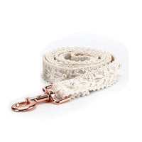 HKM-652051 Lace Flower Chest Harness and Leash Set for Cats and Dogs - White, Polyester Material