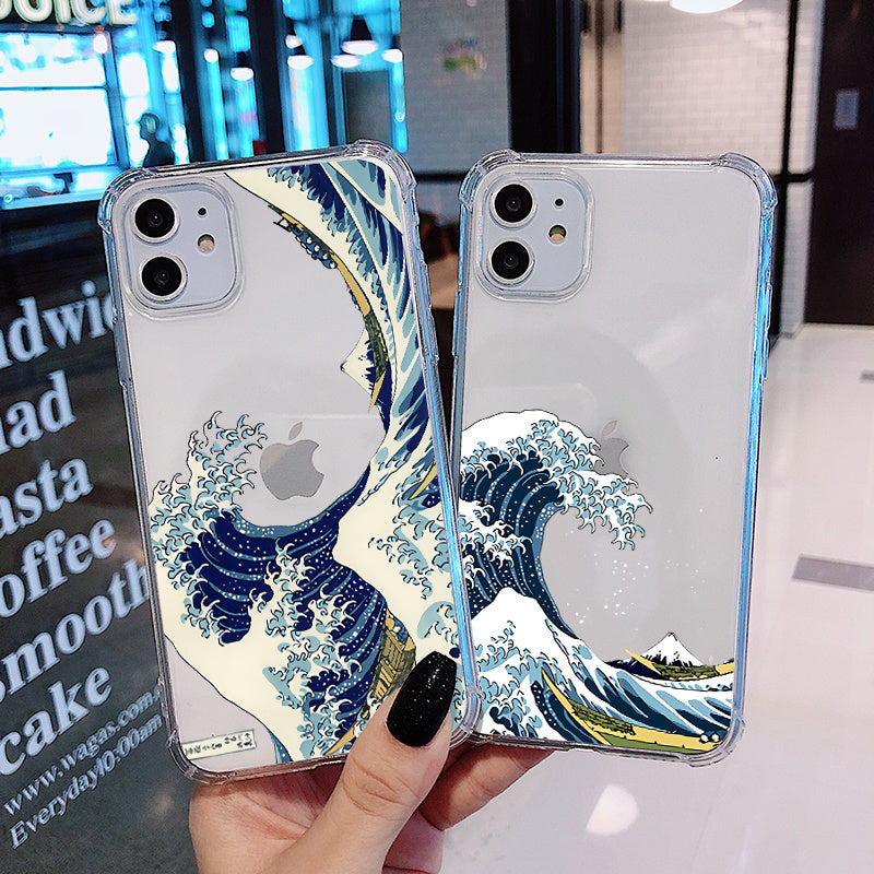 HKM-652115 Abstract Art Line Wave Phone Case for Huawei with Airbag Anti-Fall Protection