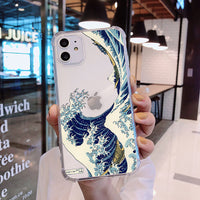 HKM-652115 Abstract Art Line Wave Phone Case for Huawei with Airbag Anti-Fall Protection
