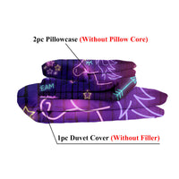 HKM-652179 Black Neon Pattern 3 Piece Duvet Cover Set with Pillow Shams – Soft and Breathable Microfiber, Machine Washable