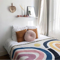 HKM-652243 Rainbow Geometric Tapestry Blanket for Spring & Autumn Home Decor