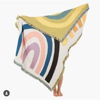 HKM-652243 Rainbow Geometric Tapestry Blanket for Spring & Autumn Home Decor