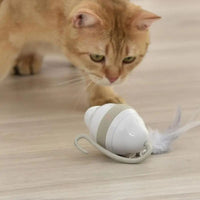 HKM-652307 Rolling Mouse Cat Toy Automatic Moving Mouses Glow Feather Electric Teasing Stick Lrregular Running Pet Products