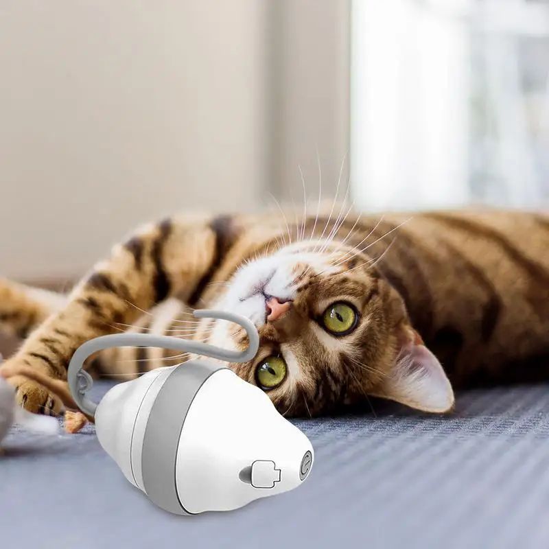 HKM-652307 Rolling Mouse Cat Toy Automatic Moving Mouses Glow Feather Electric Teasing Stick Lrregular Running Pet Products