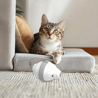 HKM-652307 Rolling Mouse Cat Toy Automatic Moving Mouses Glow Feather Electric Teasing Stick Lrregular Running Pet Products