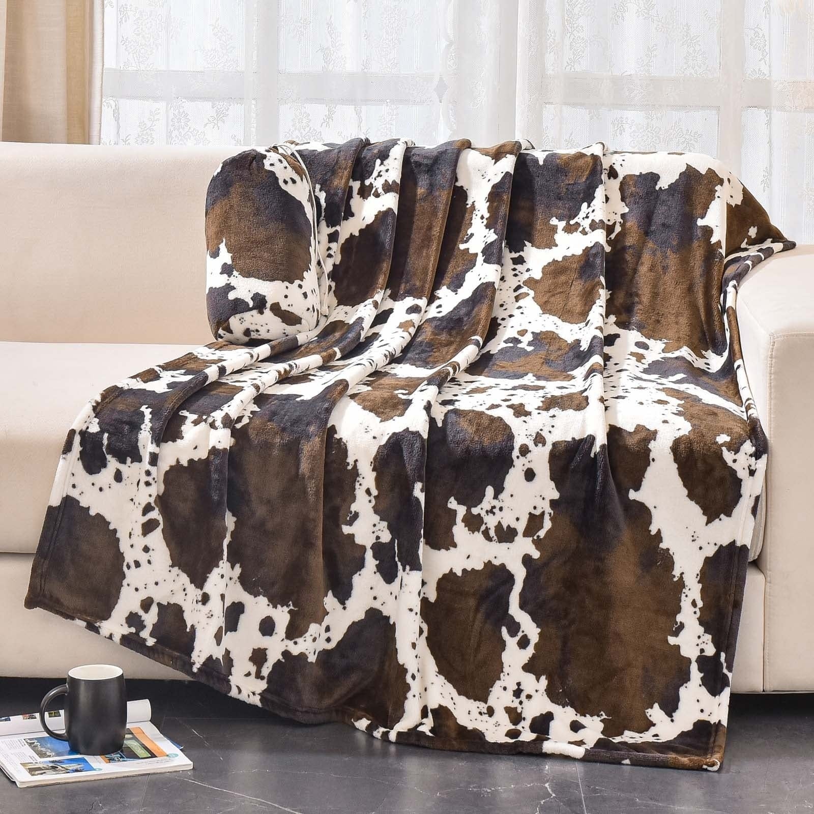 HKM-652499 Cows Pattern Printed Flannel Blanket, 100X150cm, Multiple Color Options Available