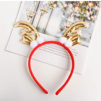 HKM-652627 Cute Antler Headband for Kids - Fabric Santa and Cartoon Character Design, 12cm x 13.5cm