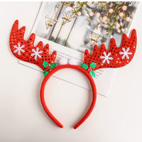 HKM-652627 Cute Antler Headband for Kids - Fabric Santa and Cartoon Character Design, 12cm x 13.5cm