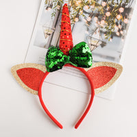 HKM-652627 Cute Antler Headband for Kids - Fabric Santa and Cartoon Character Design, 12cm x 13.5cm