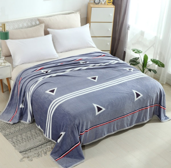 HKM-652691 Cloud Mink Down Flannel Coral Fleece Blanket - Soft, Warm, Dual-Purpose, Multiple Designs Available