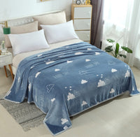 HKM-652691 Cloud Mink Down Flannel Coral Fleece Blanket - Soft, Warm, Dual-Purpose, Multiple Designs Available