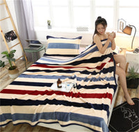 HKM-652691 Cloud Mink Down Flannel Coral Fleece Blanket - Soft, Warm, Dual-Purpose, Multiple Designs Available