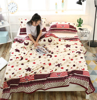 HKM-652691 Cloud Mink Down Flannel Coral Fleece Blanket - Soft, Warm, Dual-Purpose, Multiple Designs Available
