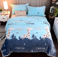HKM-652691 Cloud Mink Down Flannel Coral Fleece Blanket - Soft, Warm, Dual-Purpose, Multiple Designs Available