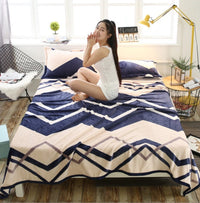 HKM-652691 Cloud Mink Down Flannel Coral Fleece Blanket - Soft, Warm, Dual-Purpose, Multiple Designs Available