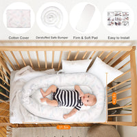 HKM-652691 Portable Washable Crib Middle Bed for Infants, All-Season Cotton Fabric, 80 x 50 cm
