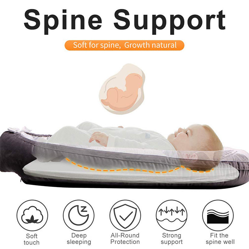 HKM-652691 Portable Washable Crib Middle Bed for Infants, All-Season Cotton Fabric, 80 x 50 cm