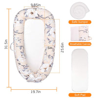 HKM-652691 Portable Washable Crib Middle Bed for Infants, All-Season Cotton Fabric, 80 x 50 cm