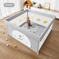 HKM-653011 Foldable Children's Game Fence - Starry Sky Grey, Amusement Park, Astronaut, Pudding Bear (1.3m x 1.3m & 1.5m x 1.5m)