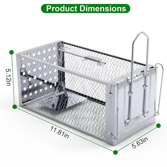 HKM-653011 Humane Stainless Steel Rat Trap Cage with High Sensitivity Pedal, Easy to Use for Indoor and Outdoor Settings