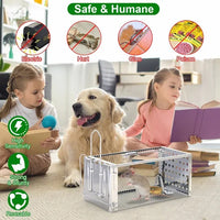 HKM-653011 Humane Stainless Steel Rat Trap Cage with High Sensitivity Pedal, Easy to Use for Indoor and Outdoor Settings