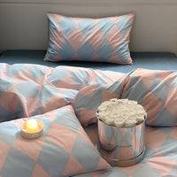 HKM-653331 Four-Piece Bedding Set with Quilt Cover, Bed Sheet, and Pillowcases - Multiple Floral and Checkerboard Designs for 1.5m and 1.8m Beds