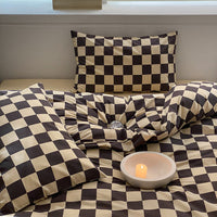 HKM-653331 Four-Piece Bedding Set with Quilt Cover, Bed Sheet, and Pillowcases - Multiple Floral and Checkerboard Designs for 1.5m and 1.8m Beds