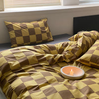 HKM-653331 Four-Piece Bedding Set with Quilt Cover, Bed Sheet, and Pillowcases - Multiple Floral and Checkerboard Designs for 1.5m and 1.8m Beds