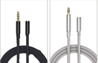 HKM-653395 Premium Audio Extension Cable for Mobile Devices - 2m, 1.5m, and 1m Options in Black and Silver Gray