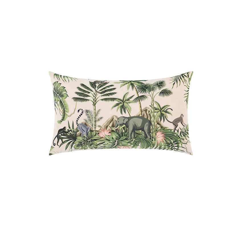 KTX-653395 Tropical Rain Forest Landscape Plush Velvet Pillowcase with PP Cotton Filling