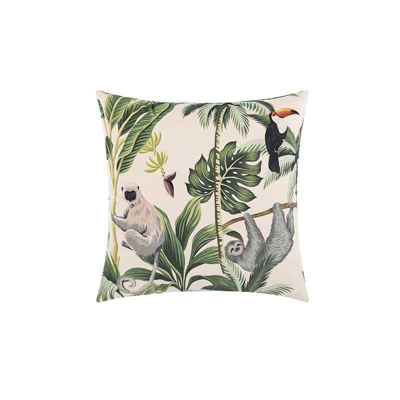 KTX-653395 Tropical Rain Forest Landscape Plush Velvet Pillowcase with PP Cotton Filling