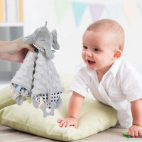 HKM-653587 Soft Plush Comforter Blanket with Teether and Sleep Doll for Newborns - Ideal Soothing Toy and Bib