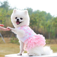 HKM-653651 Cotton Peach Blossom Skirt for Dogs - Available in Pink, Purple, and White, Sizes XS to XL