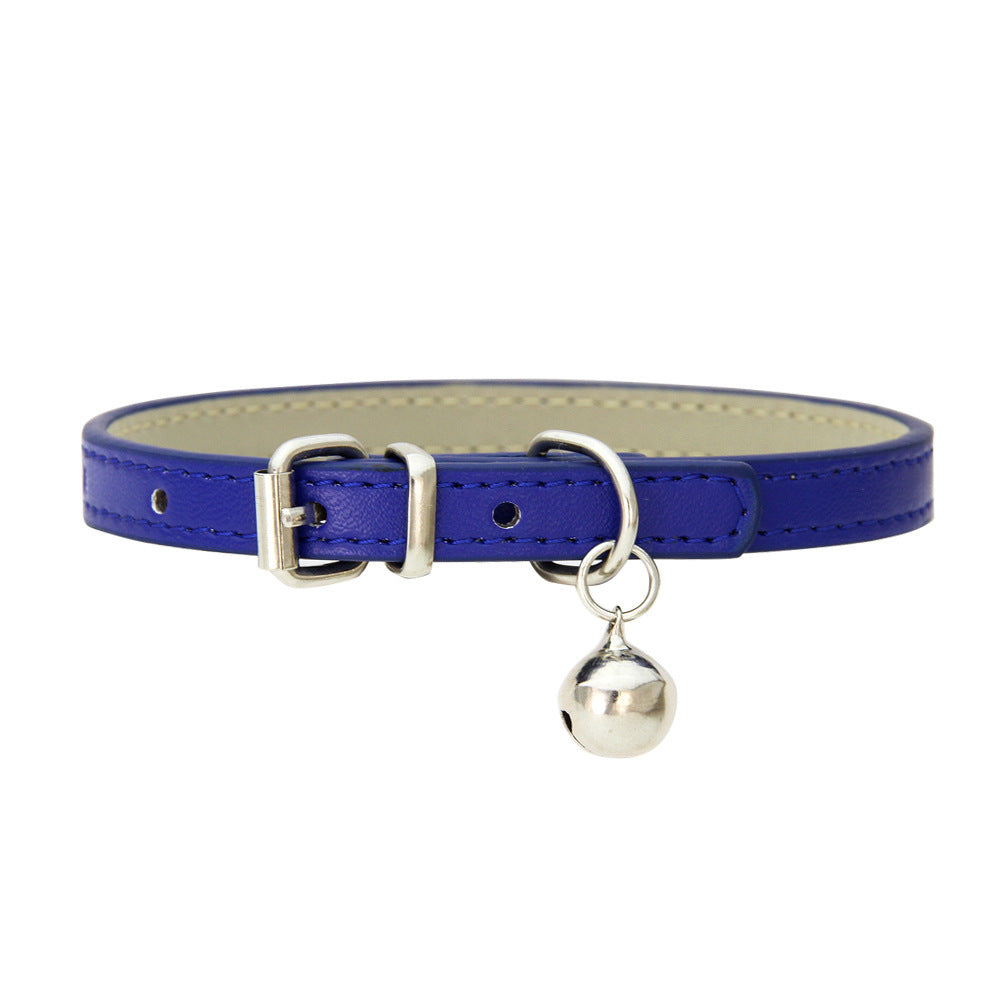 HKM-653715 Japanese Style Bell PU Leather Leash Pet Dog Collar