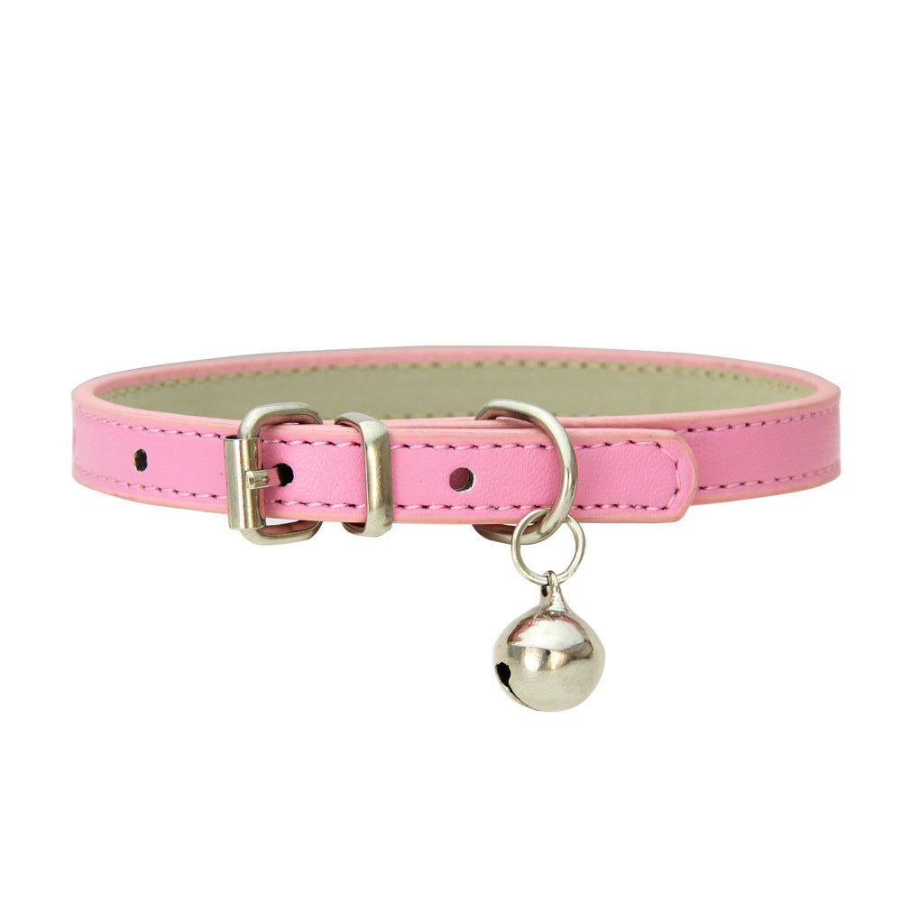 HKM-653715 Japanese Style Bell PU Leather Leash Pet Dog Collar