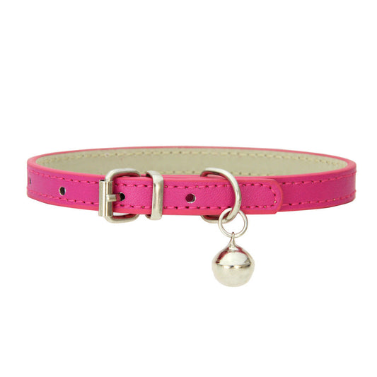 HKM-653715 Japanese Style Bell PU Leather Leash Pet Dog Collar