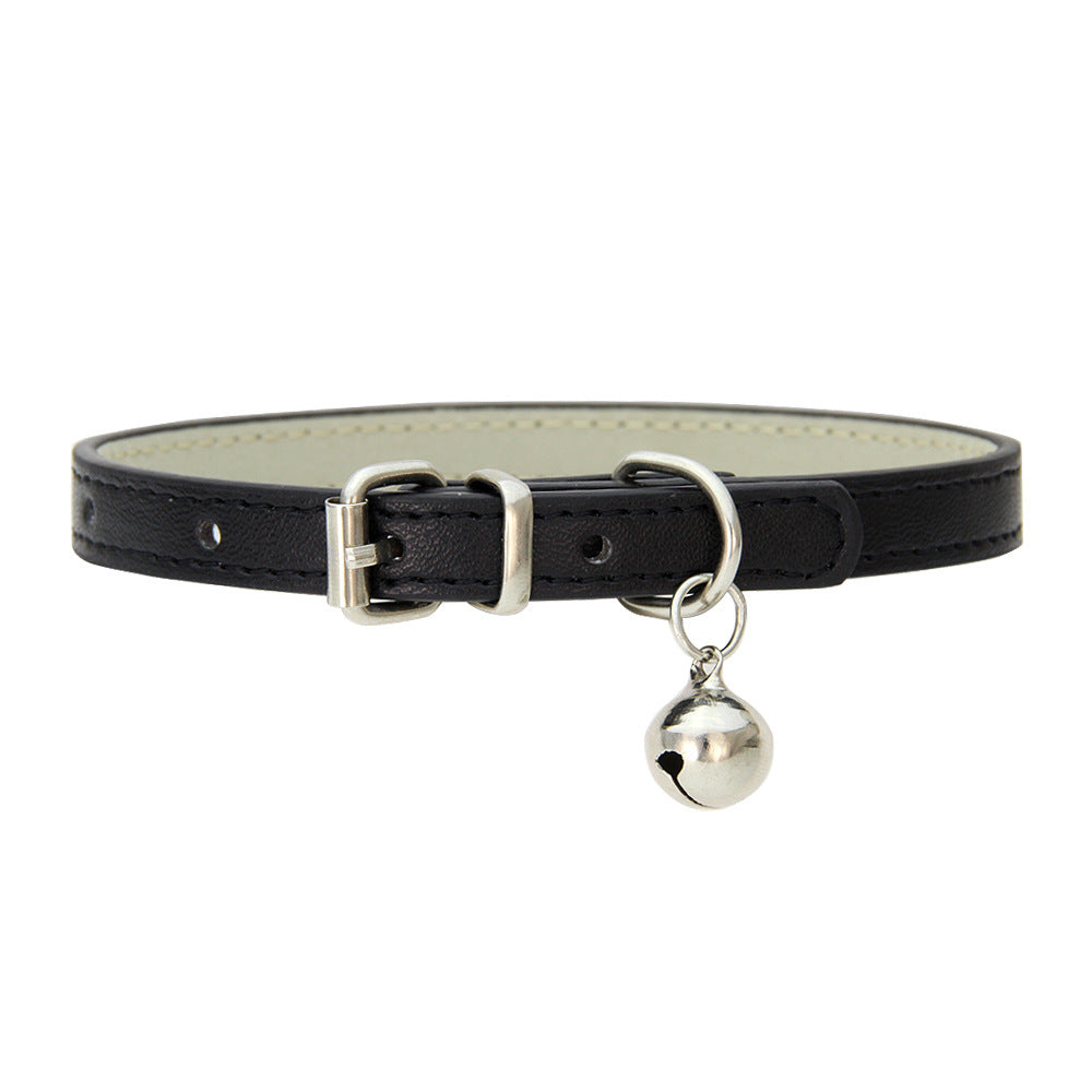 HKM-653715 Japanese Style Bell PU Leather Leash Pet Dog Collar