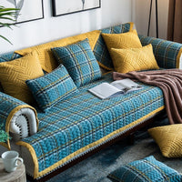HKM-653843 American Style Four Seasons Sofa Cushion, Chemical Fiber, Grid Pattern, Multiple Sizes Available