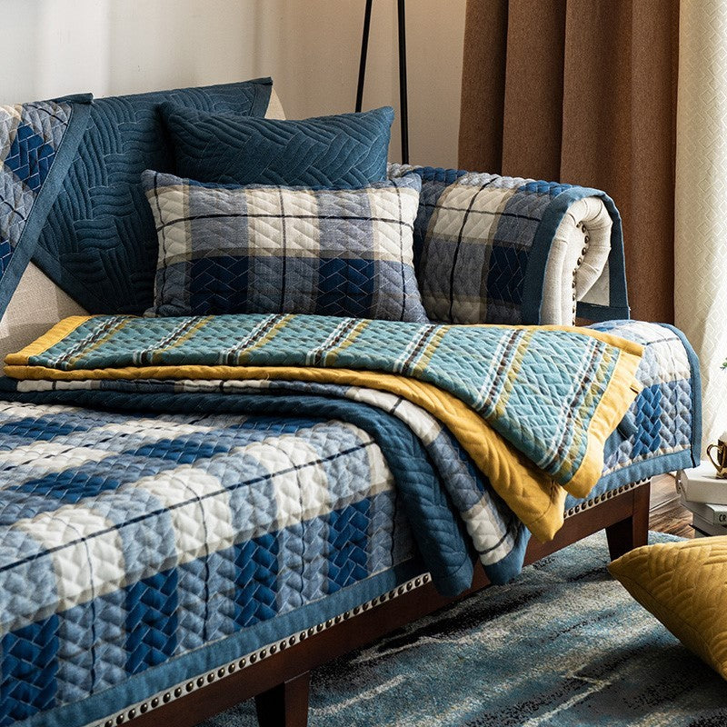 HKM-653843 American Style Four Seasons Sofa Cushion, Chemical Fiber, Grid Pattern, Multiple Sizes Available